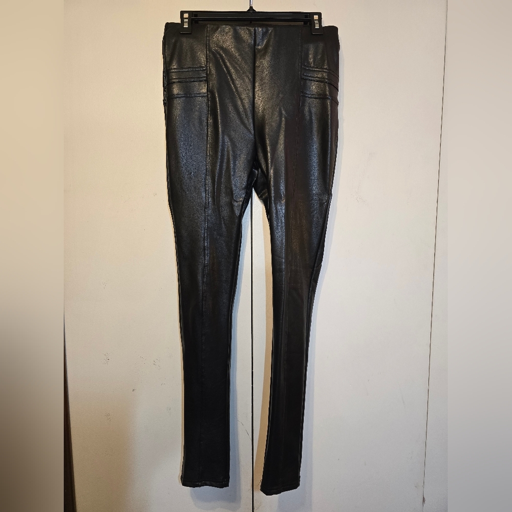 Black Faux Leather Women Jeans